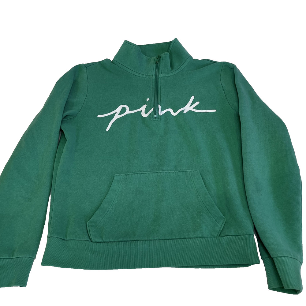 PINK Victoria Secret Hoodie Womens Small Green Pullover Casual